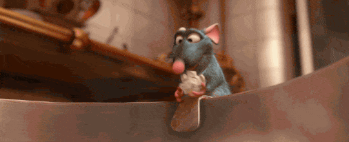 cartoon rat smelling soup