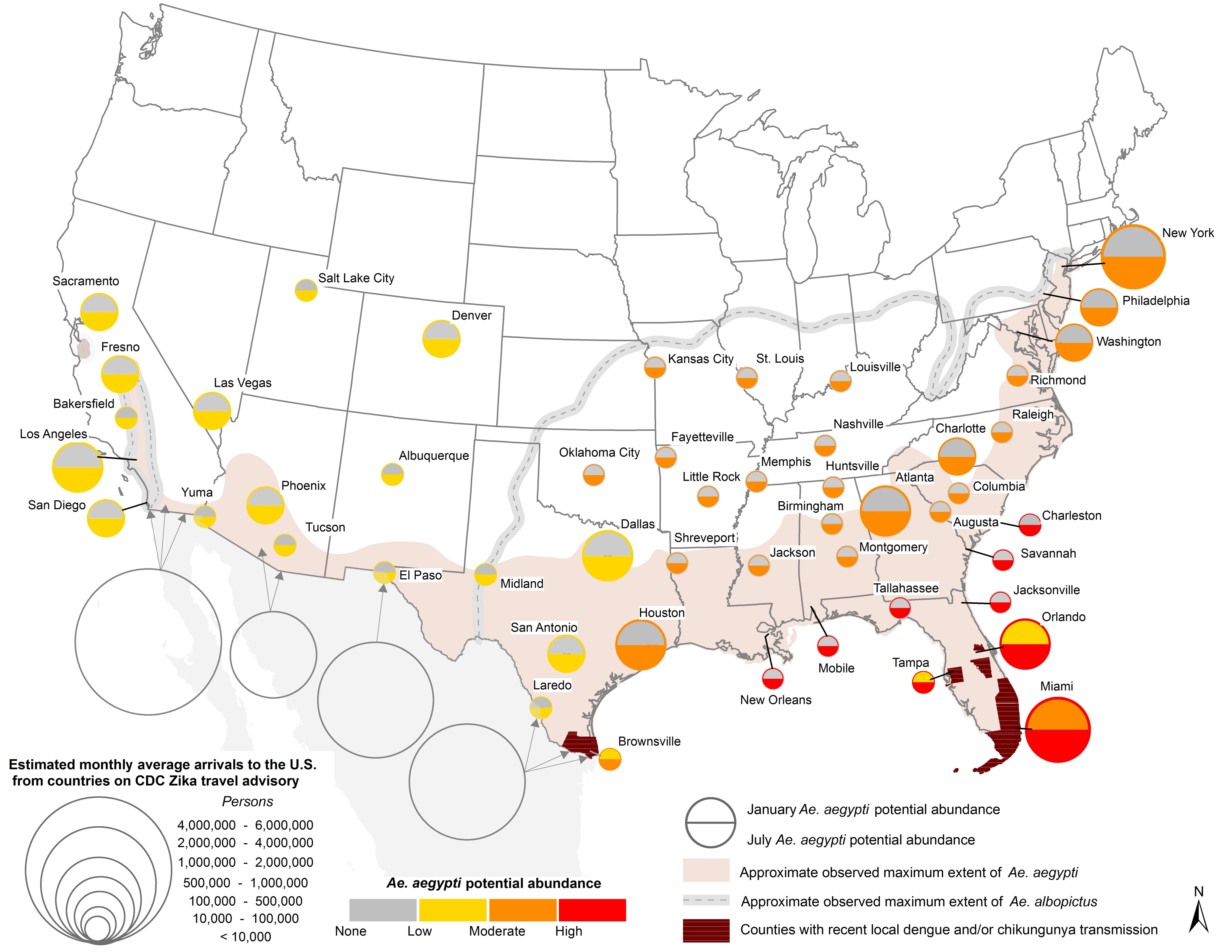 map of potential zika outbreak areas